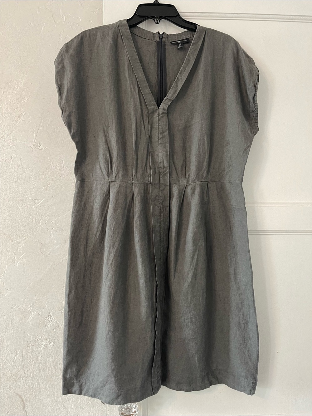 The white company London linen Short Sleeve Dress in Dark Gray